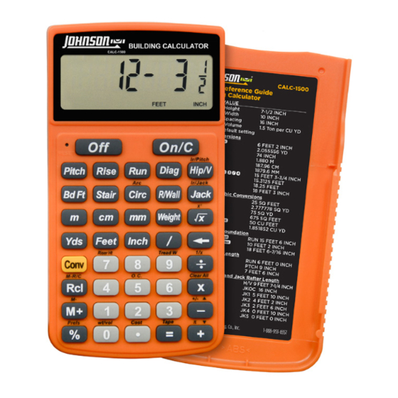 Johnson Level & Tool CALC-1500 Instruction Manual