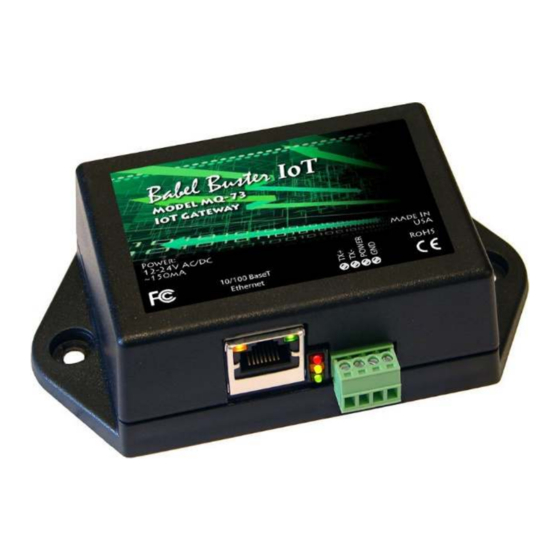 CONTROL SOLUTIONS MQ-73 Quick Start Manual