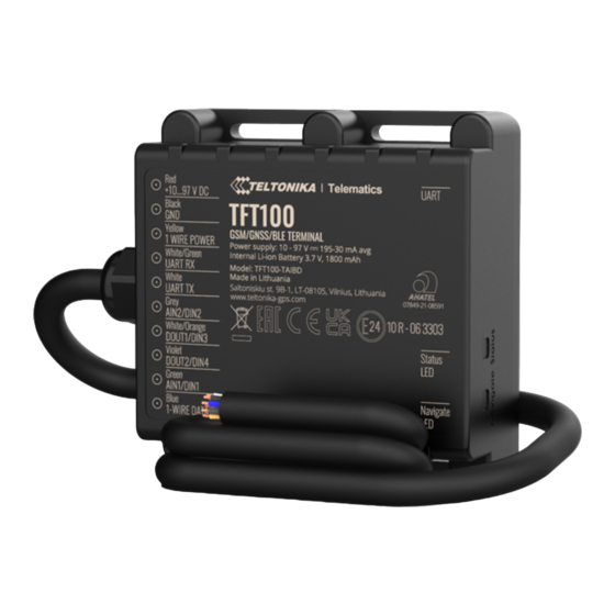 Teltonika Telematics TFT100 Quick Manual