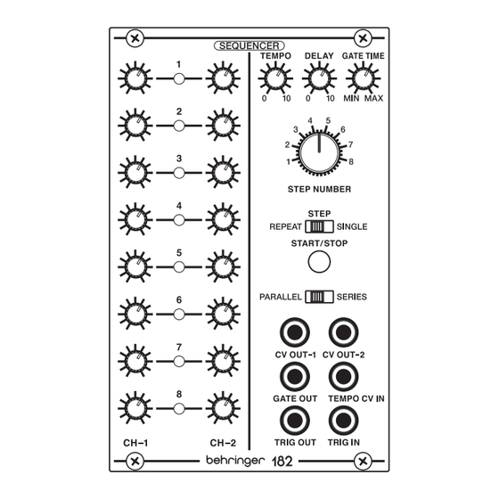 Behringer 182 SEQUENCER Quick Start Manual