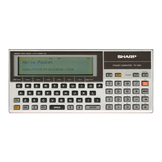 Sharp PC-1600 Manuals