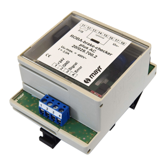 Mayr ROBA-brake-checker plus AC Installation And Operational Instructions