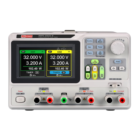 RS PRO RSPD3303X Quick Start Manual