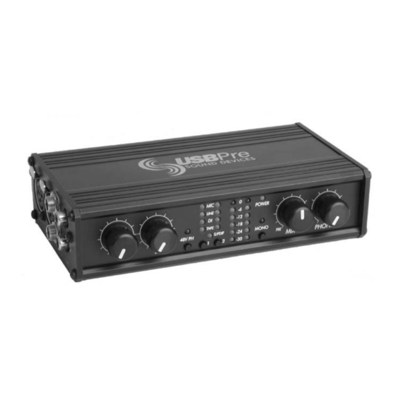 Sound Devices usbpre User Manual