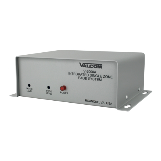 Valcom V-2000A Quick Start Manual