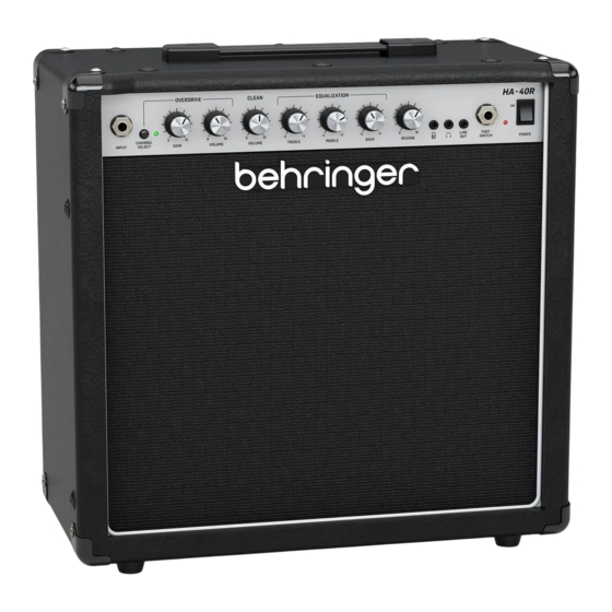 Behringer HA-40R Quick Start Manual