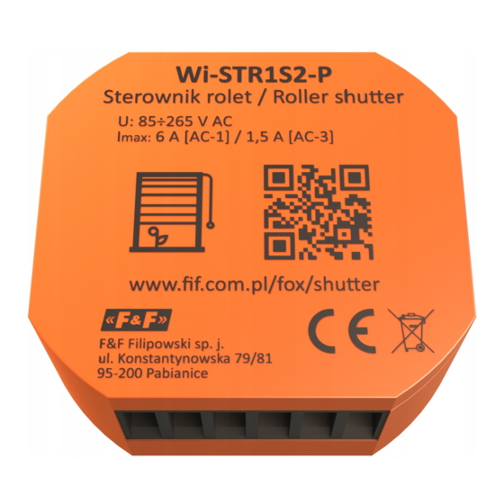 User Manuals: Fox SHUTTER Wi-STR1S2-P Roller Controller