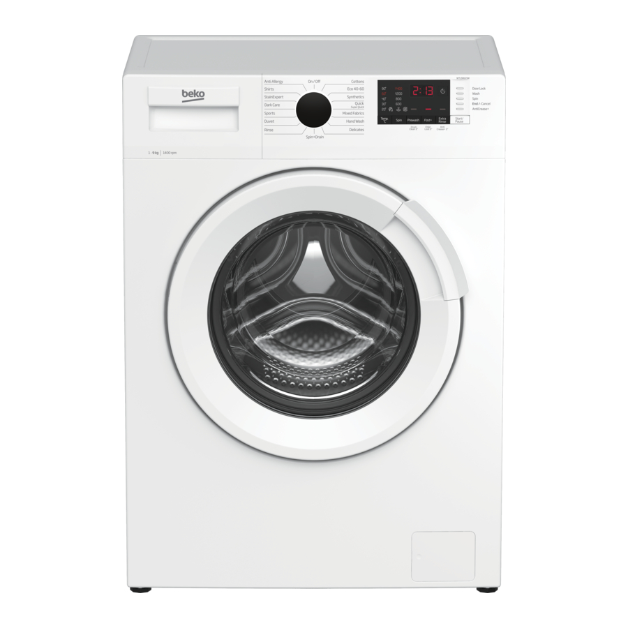 Beko WTL94121W - Freestanding 9kg 1400rpm Washing Machine Manual