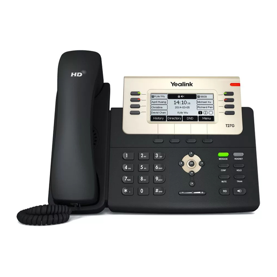 Yealink T27G Quick Reference Manual