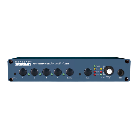 Broadcast Tools AES Switcher Sentinel 4 XLR Installation And Operation Manual