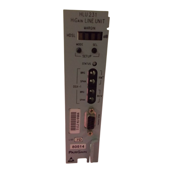 PairGain T1L2BZ0A Manual