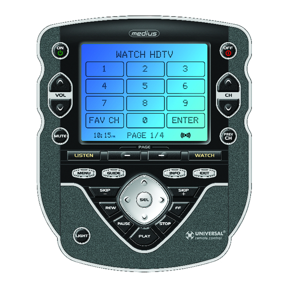 Universal Remote Control Medius TX-1000 Complete Control Owner's Manual