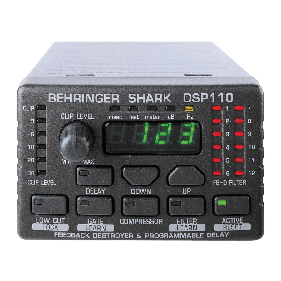 Behringer Shark DSP110 User Manual