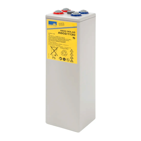 Exide GNB Sonnenschein SOLAR Instructions For Use Manual