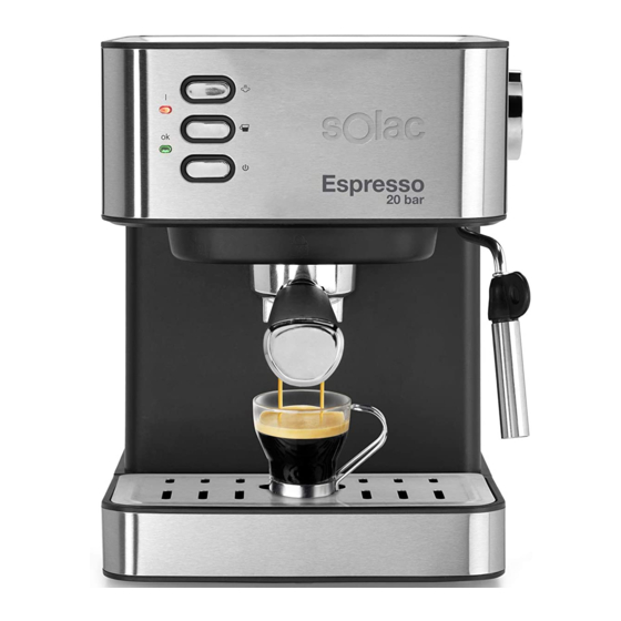SOLAC Espresso 20 Bar Instructions For Use Manual