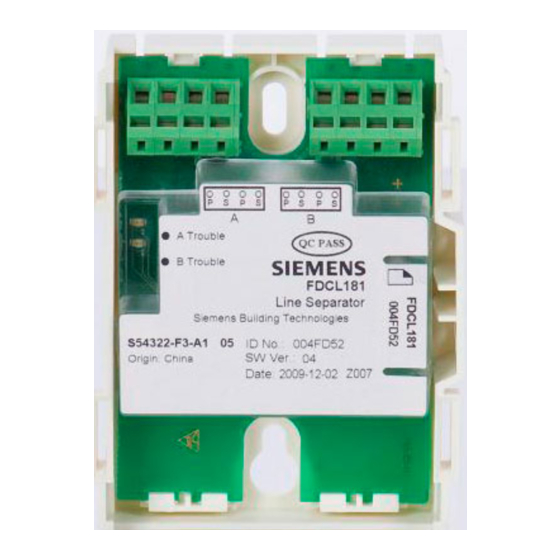 Siemens FDCL181 Product Manual
