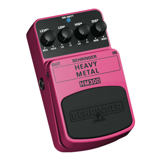 Behringer HEAVY METAL HM300 Quick Start Manual
