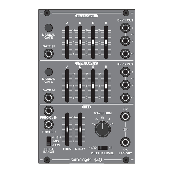 Behringer 140 DUAL ENVELOPE/LFO Quick Start Manual