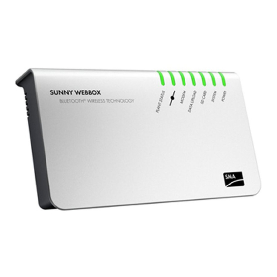 SMA SUNNY WEBBOX Bluetooth Wireless Technology Manuals