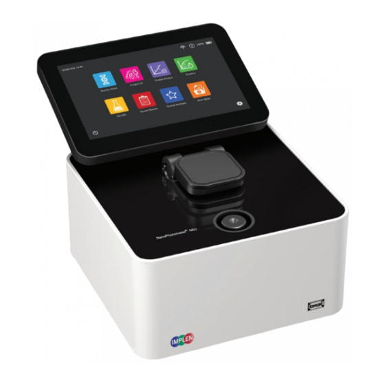 Implen NanoPhotometer NP80 User Manual