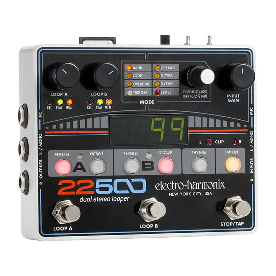 Electro-Harmonix 22500 Quick Start Manual
