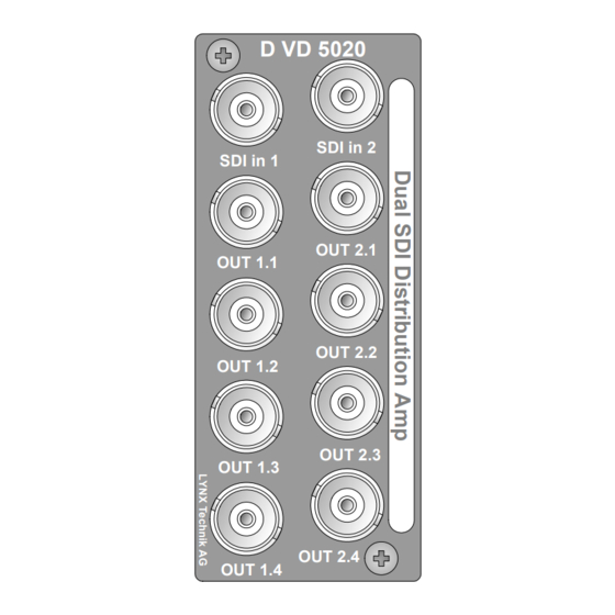 Lynx D VD 5020 Reference Manual