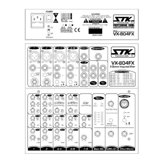 STK Professional Audio VX-804FX Owner's Manual