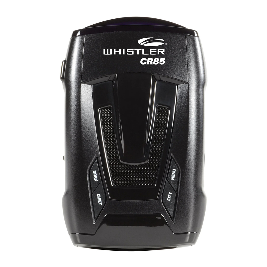 Whistler CR85 - Laser-Radar Detector Manual