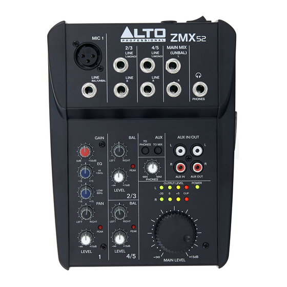 Alto ZMX52 Quick Start Manual
