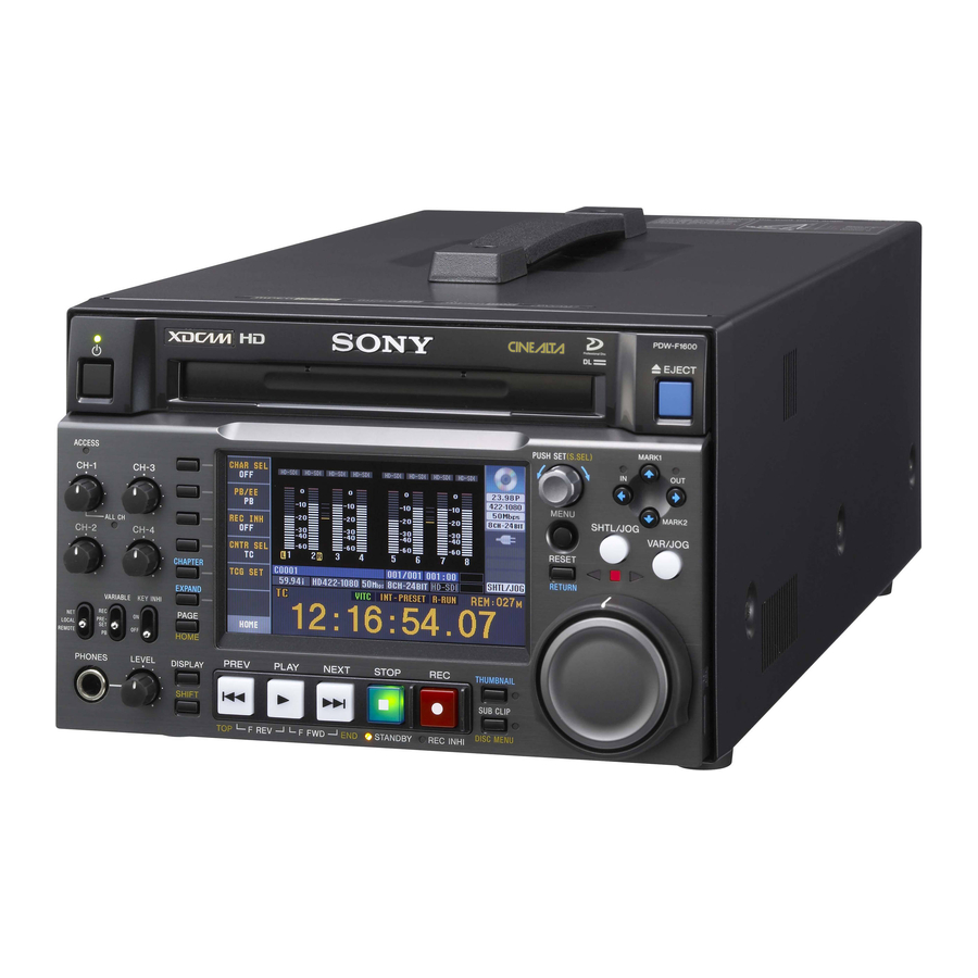 Sony PDW-F1600 Operation Manual