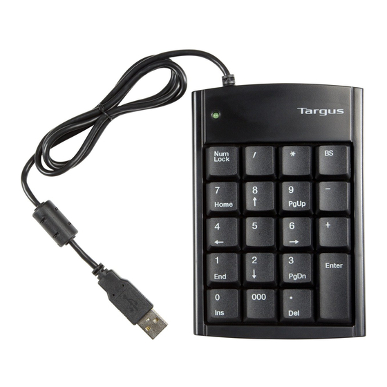 Targus Numeric Keypad with 2 USB ports User Manual