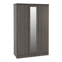 Seconique BLACK WOOD GRAIN LISBON 3 DOOR WARDROBE Assembly Instructions Manual