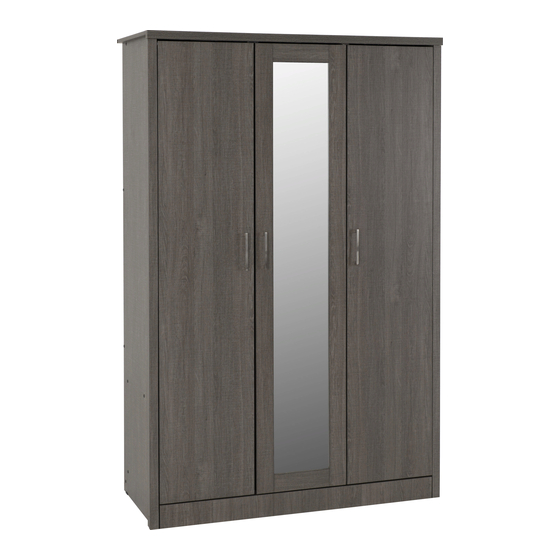 Seconique BLACK WOOD GRAIN LISBON 3 DOOR WARDROBE Assembly Instructions Manual