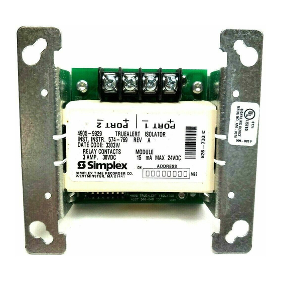 Simplex TrueAlert Isolator+ Installation Instructions Manual