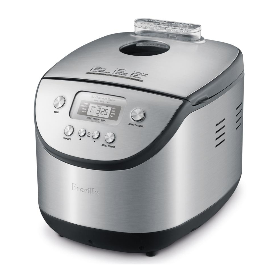 BREVILLE GOURMET BAKER BBM400 INSTRUCTION BOOKLET Pdf Download ManualsLib