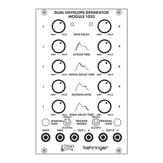 Behringer DUAL ENVELOPE GENERATOR MODULE 1033 Manuals