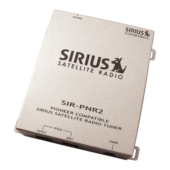 Sirius Satellite Radio SIR-PNR2 Installation Manual