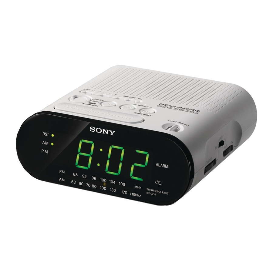 Sony DREAM MACHINE ICF-C218 - FM/AM Clock Radio Manual