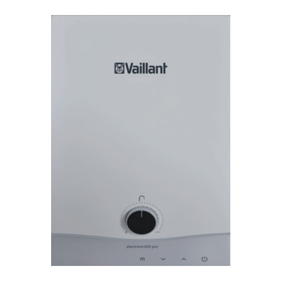 Vaillant EIWH electronicVED pro Series Operating And Installation Instructions