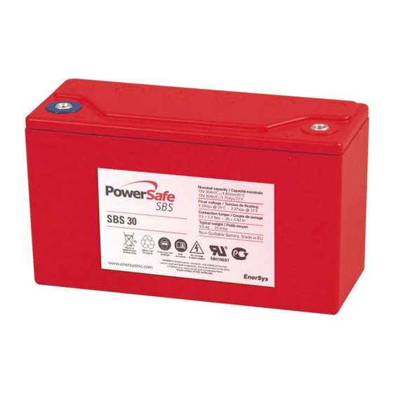 EnerSys PowerSafe SBS Series Instruction Sheet