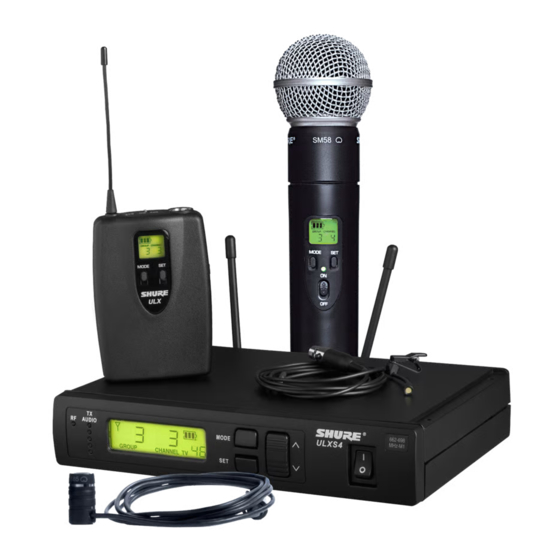 SHURE ULX WIRELESS SYSTEM USER MANUAL Pdf Download ManualsLib