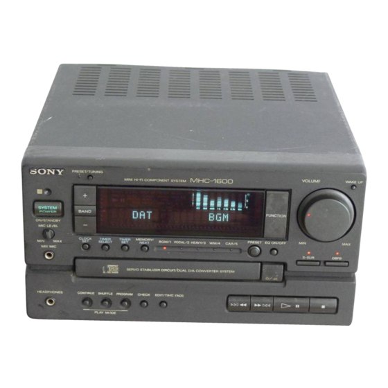 Sony MHC-1600 Operating Instructions Manual