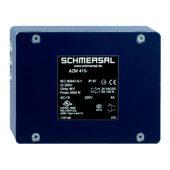 schmersal AZM 415-11/11 14H Series Operating Instructions Manual