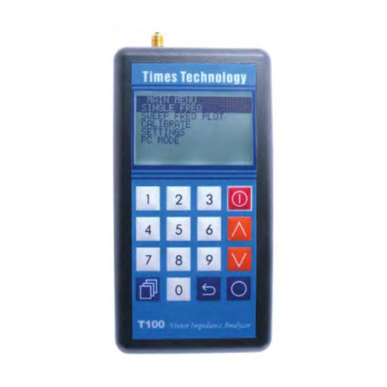 User Manuals: Times Technology T100 Antenna Analyzer