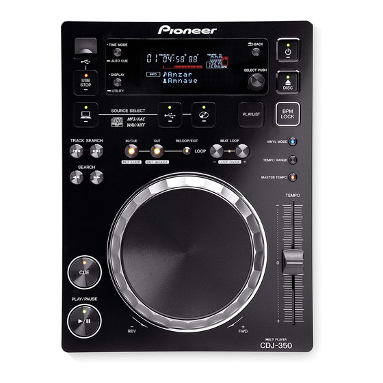 Pioneer CDJ-350 Operating Instructions Manual