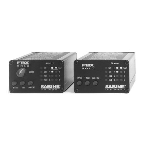 SABINE FBX SOLO SL-610 Operating Manual