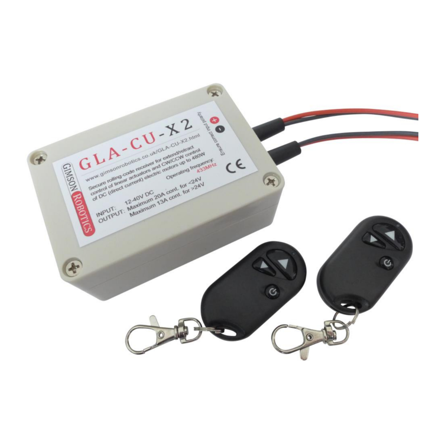 Gimson Robotics GLA-CU-X2 - Actuator & DC Motor Remote Control Unit Setup Guide