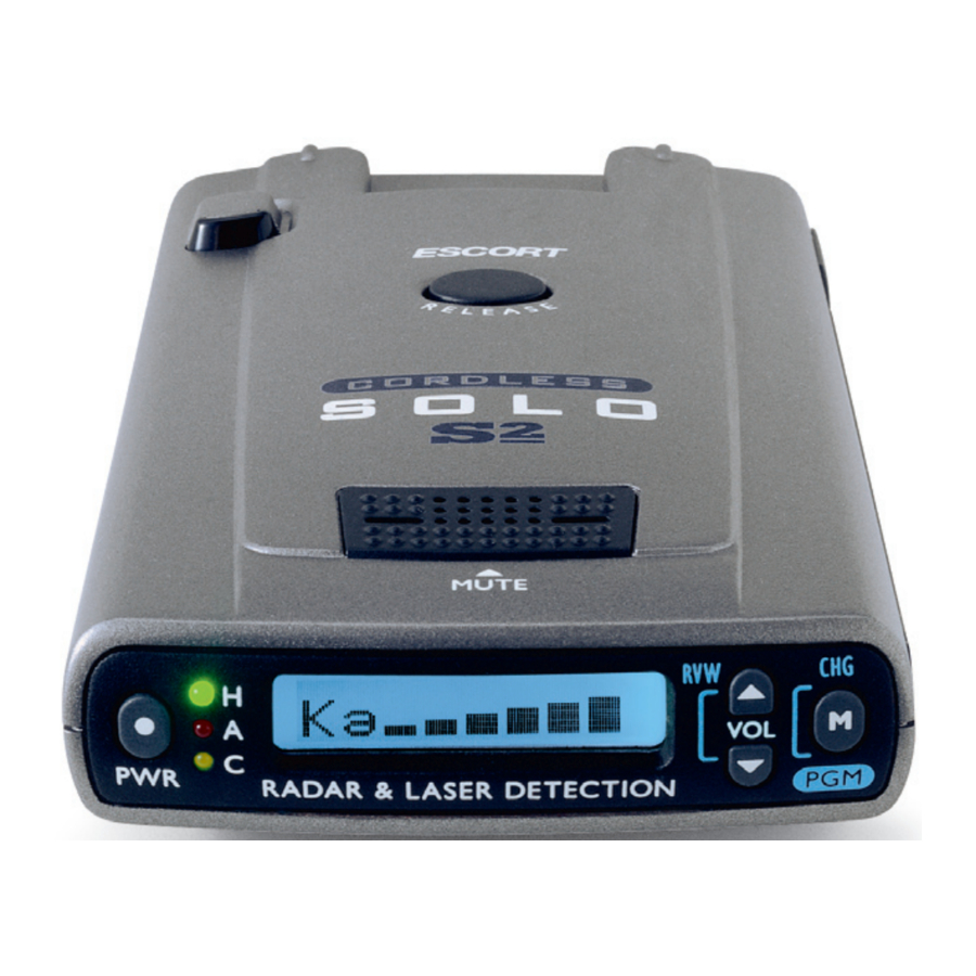 ESCORT Solo S2 - Radar Detector Manual