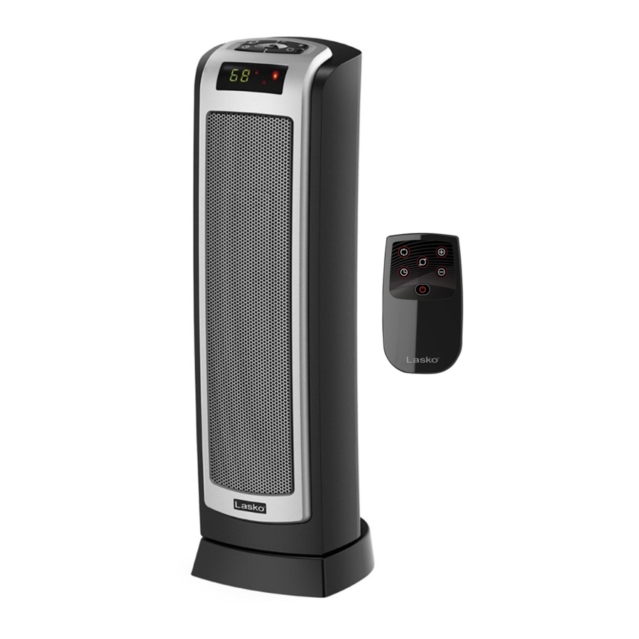 Lasko CT22722 - RC Ceramic Tower Heater with Digital Display Manual