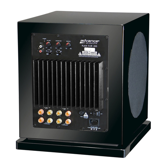 Advance acoustic Kubik SUB-200 Quick Start Manual